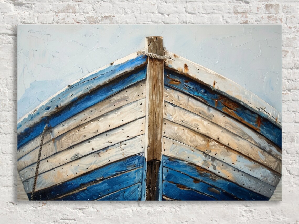 Sailing Dreams Vintage Blue Boat Wall Art Print