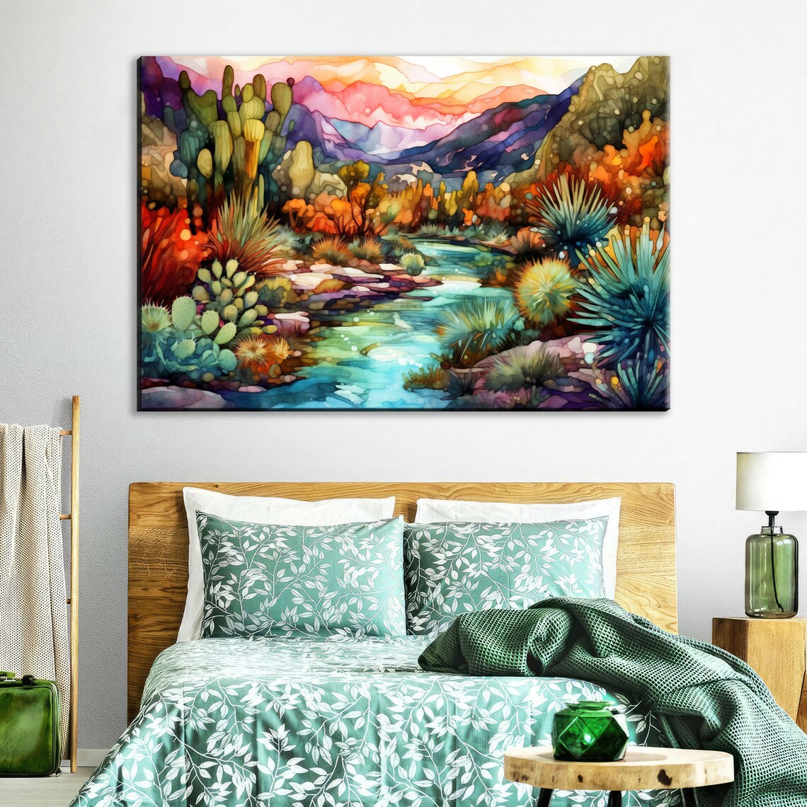 Painted Desert River Southwest Art Print, Cactus Beauty - Image 2