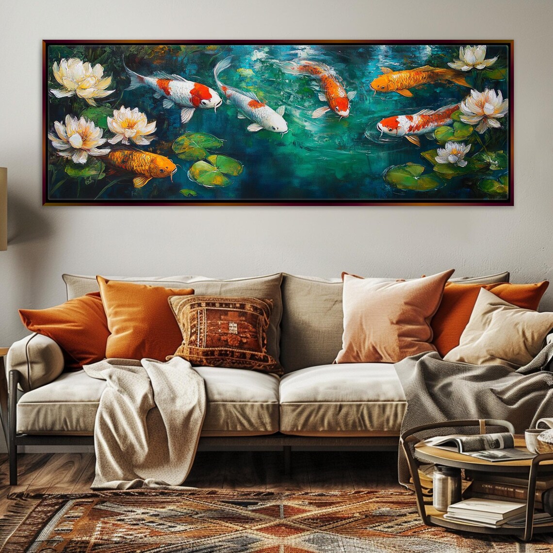Koi Fish Zen Wall Art Print, Panoramic Horizontal - Image 4