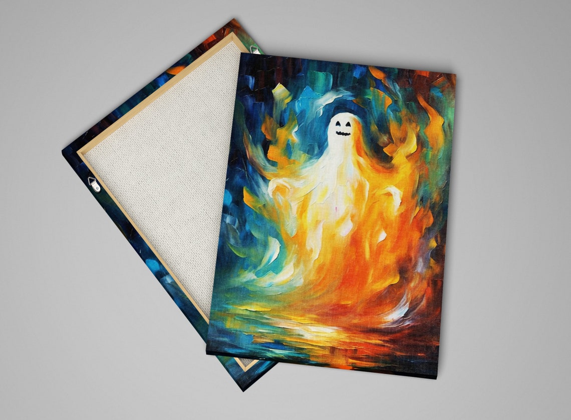 Boo Tifully Adorable Halloween Cute Ghost Wall Art Giclee Print On Gallery Wrapped Artist Available In Extra Large Sizes - Image 4