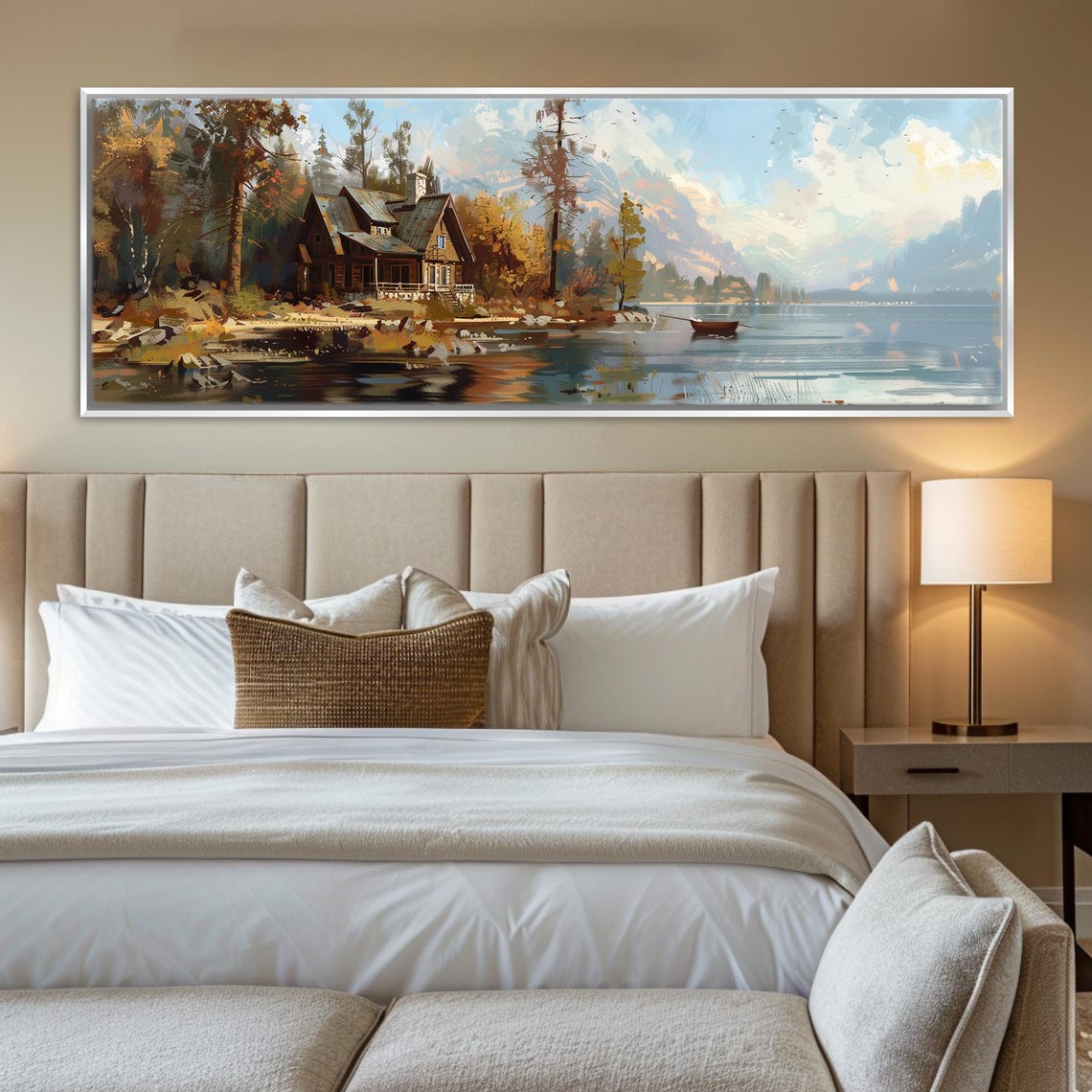 Panoramic Lakehouse Wall Art Print Framed Or Unframed Long Horizontal Gallery Wrapped Gicle Ready To Hang Extra Large Wall Art - Image 3