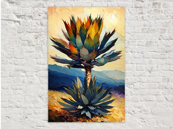 Agave Americana Contemporary Desert Landscape Gicle Print On Gallery Wrapped Artist Ready To Hang Available In Extra Large Sizes