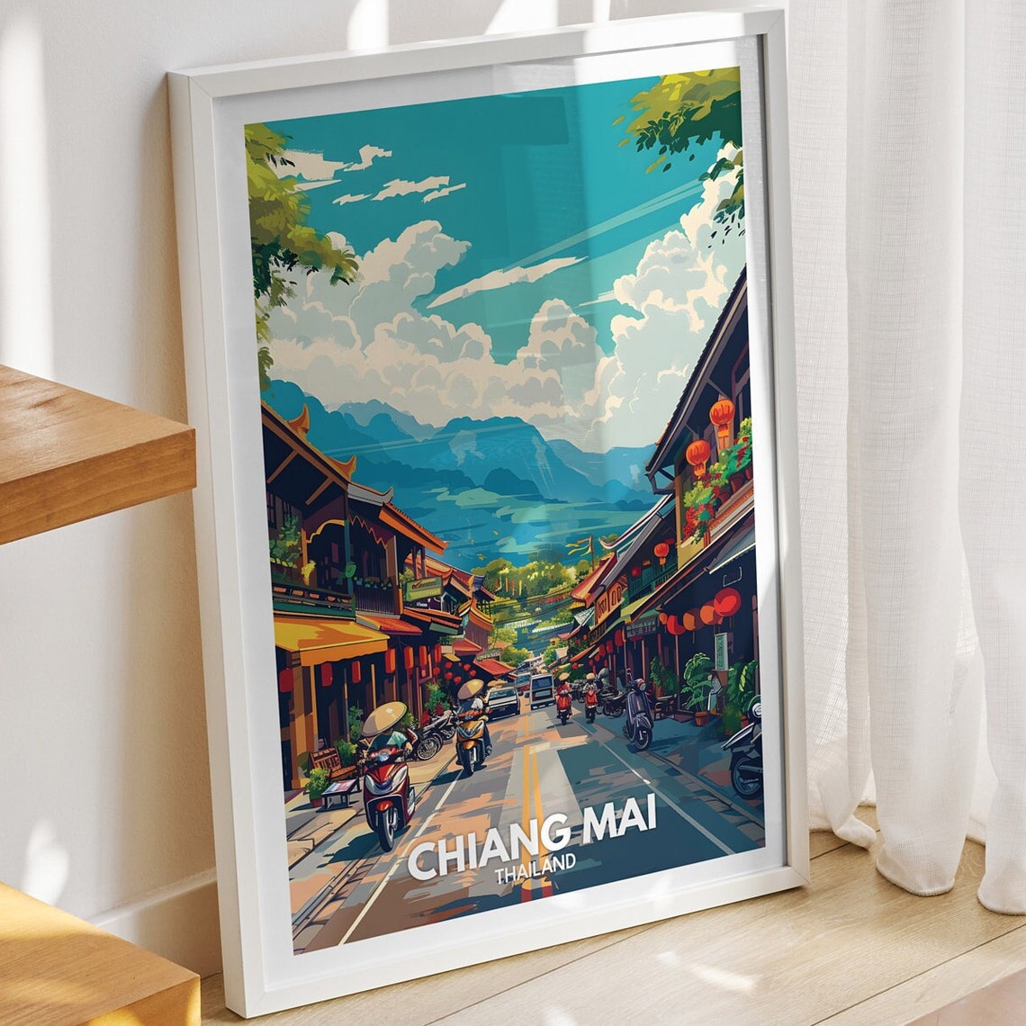 Chiang Mai Travel Print Thailand Chiang Mai Travel Poster Thailand Travel Poster Thailand Cityscape Wall Art Unique City Decor