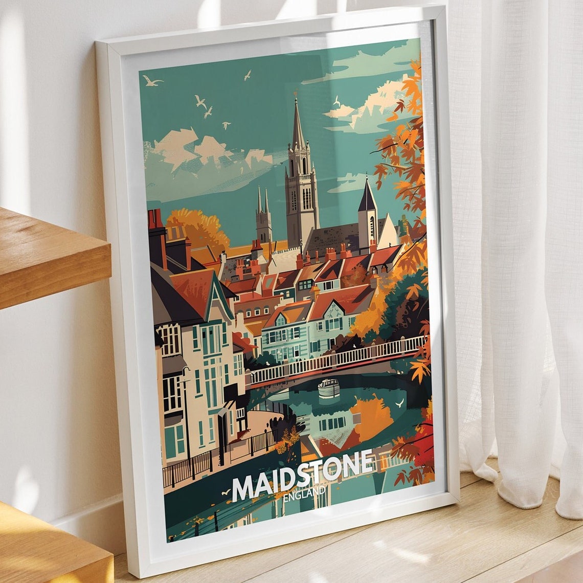 Maidstone Art Print England Maidstone Art Poster England Travel Poster United Kingdom Wall Art English Art Decor