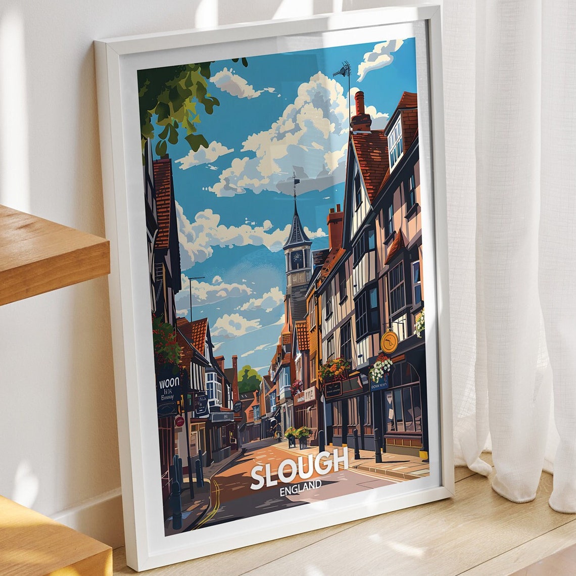 Slough Travel Print England Slough Art Poster England Travel Poster United Kingdom Wall Art English Art Decor