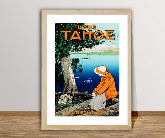 Lake Tahoe United States Vintage Travel Poster Travel Art Prints Travel Lake Tahoe Wall Decor Gift Idea
