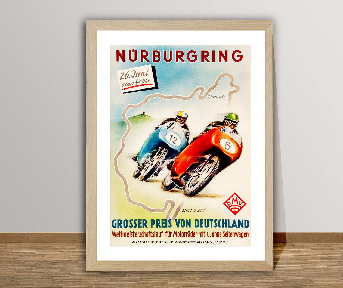 Nurburgring Grosser Preis Deutschland Motorcycle Race Art Poster