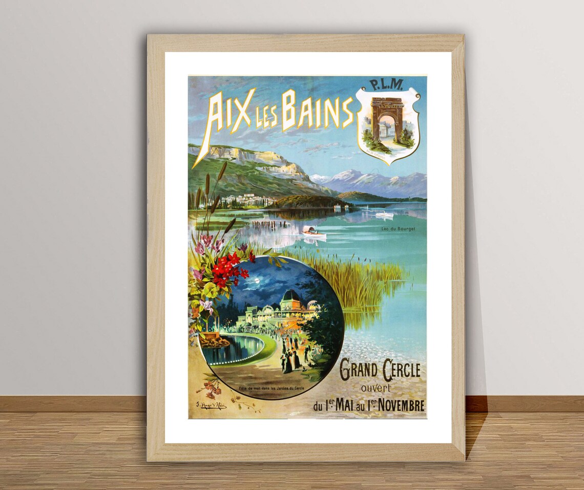 Aix Les Bains Grand Cercle Casino Lac Du Bourget Vintage PLM Poster