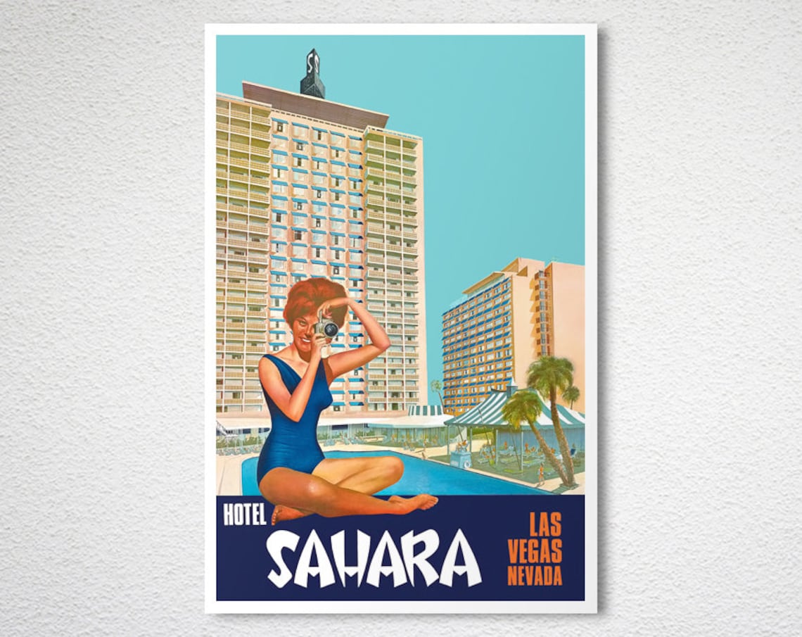 Hotel Sahara Las Vegas Nevada Vintage Travel Poster - Image 2