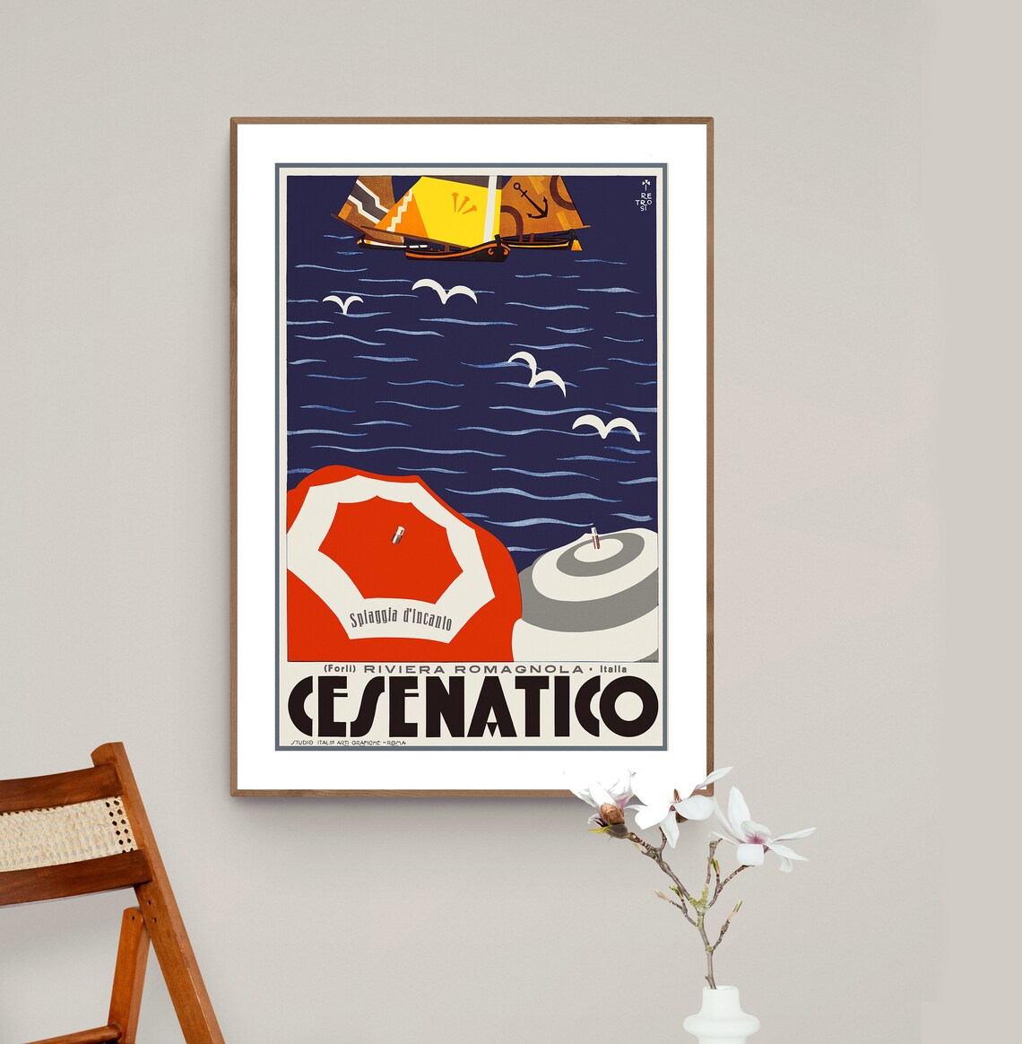 Riviera Romagnola Cesenatico Vintage Travel Poster - Image 2