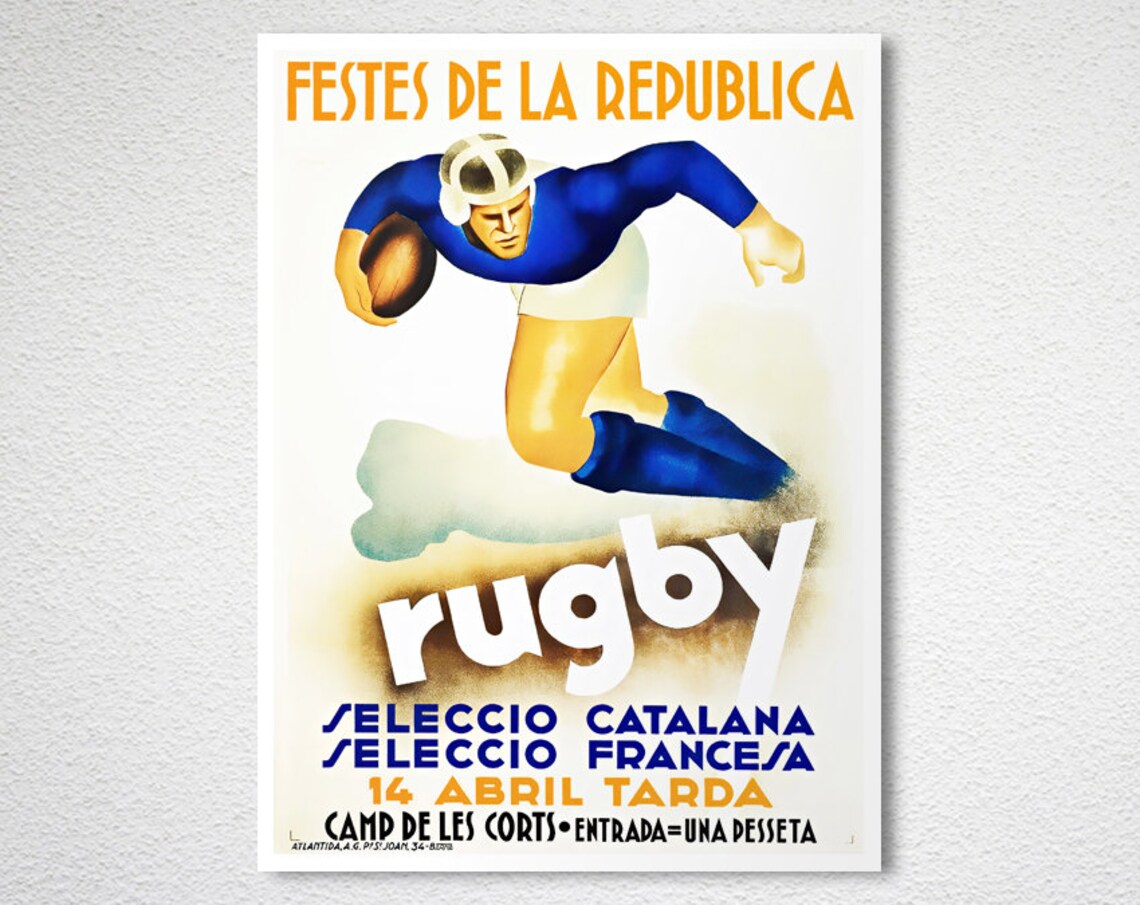 Rugby Seleccio Catalana Vintage Sport Poster Print - Image 2