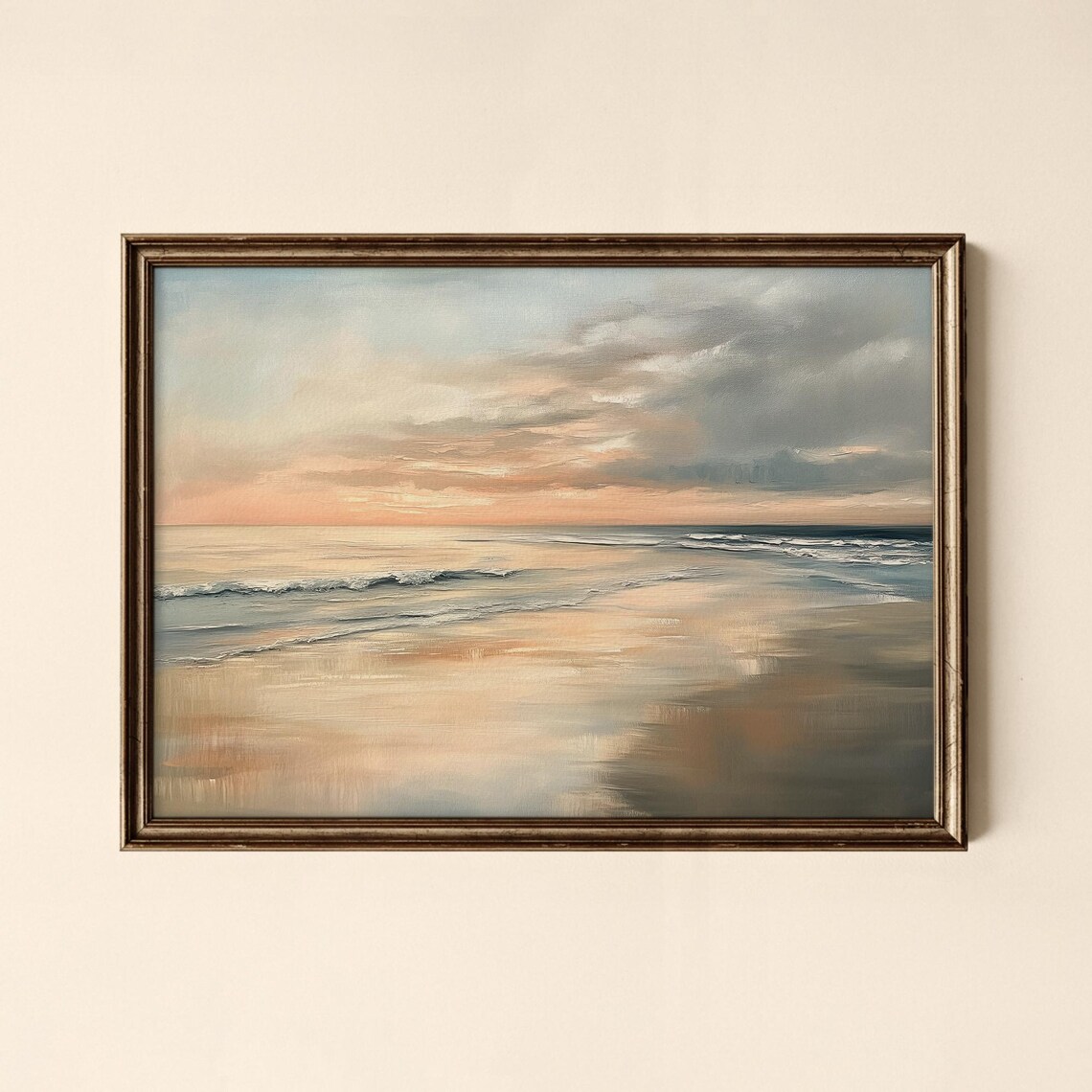 Vintage Moody Coastal Beach Print, Living Room Decor