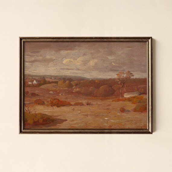 Vintage Autumn Countryside Landscape in Russet Tones Art Poster