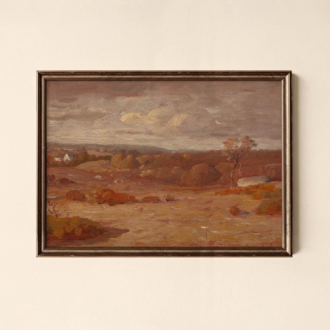Vintage Autumn Countryside Landscape in Russet Tones Art Poster