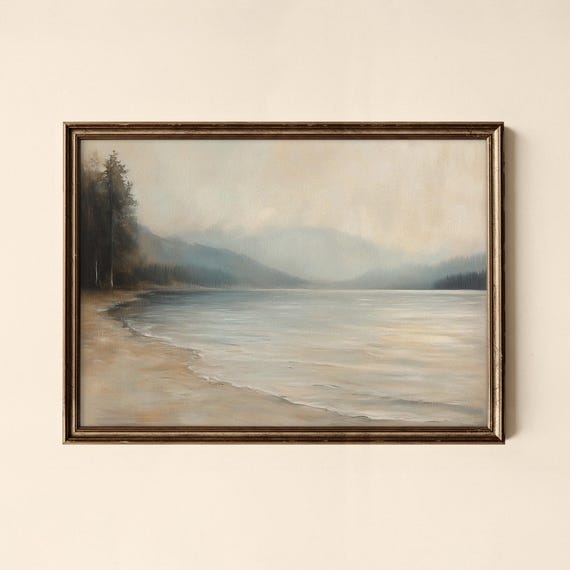 Vintage Living Room Decor Coastal Scene Print Moody Art Collected Prints Cpl419