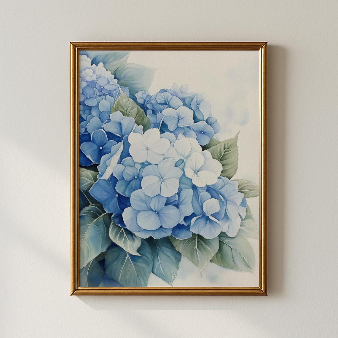 Blue Hydrangea Watercolor Blossom Soft Botanical Floral Poster