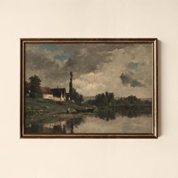 Vintage River Bank Print Living Room Decor Wall Art Collected Prints Cpl048