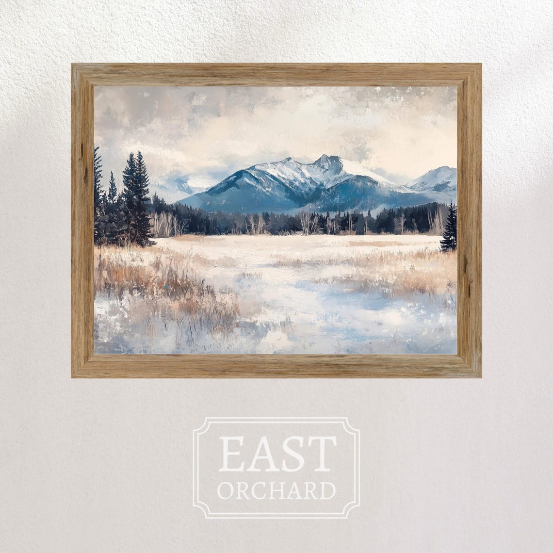 Snowy Pine Valley Blue Mountain Peaks Frosty Meadow Winter Poster - Image 3