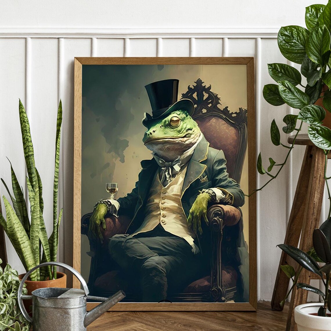 Elegant Frog In Top Hat Victorian Suit Whimsical Animal Art Print