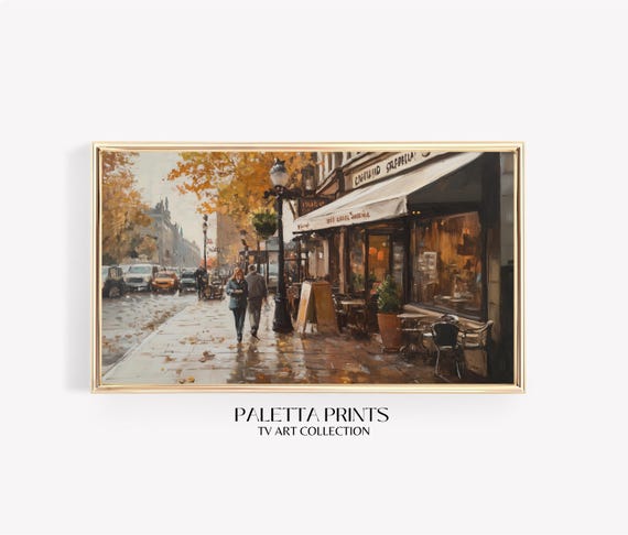 Frame Tv Urban Cafe Street Art Art For Frame Tvs Cozy Moody Seasonal Tv Art Scenic Vintage Tv Art Paletta Prints