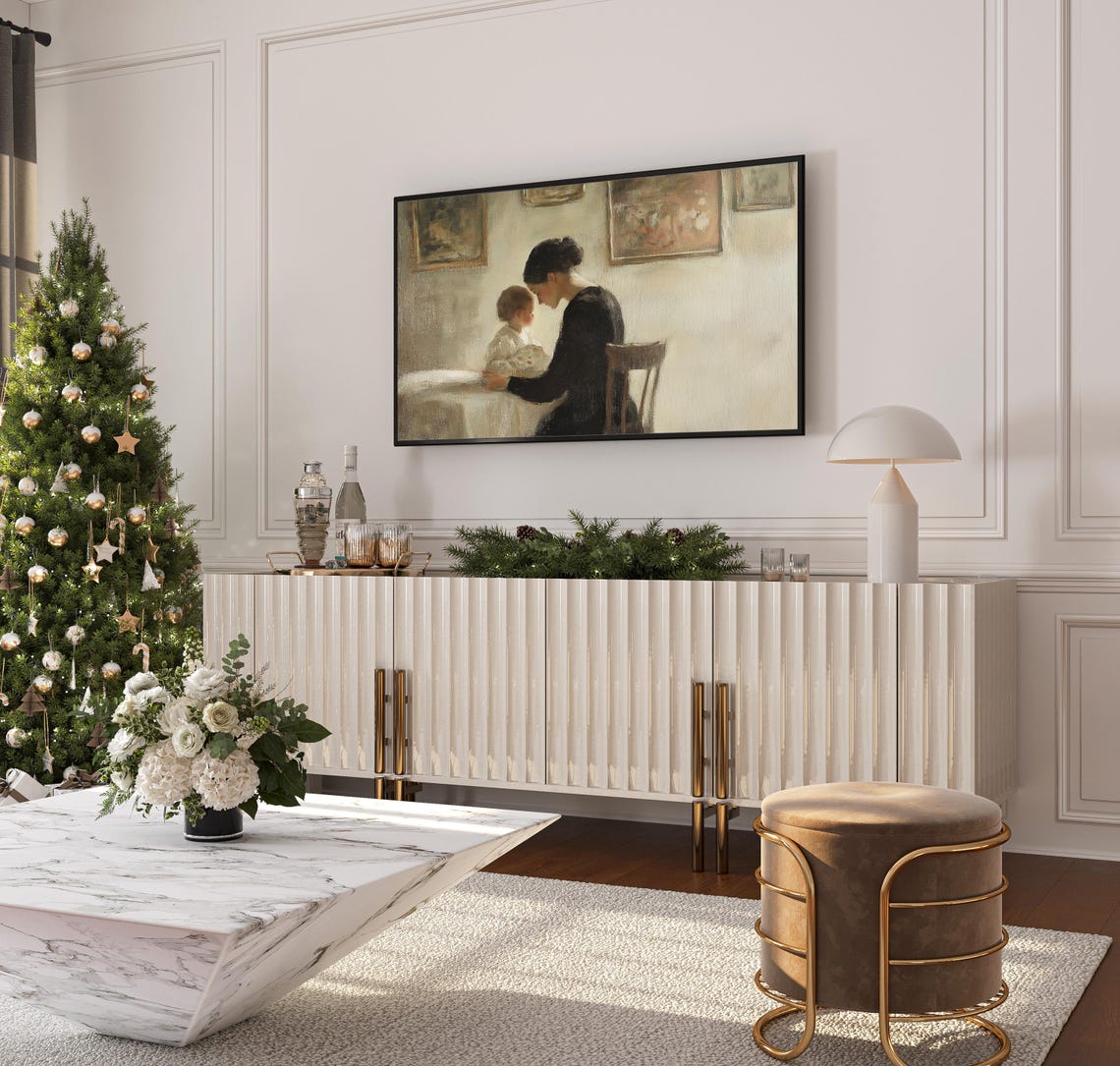 Mother And Child Tender Moment Soft Impressionist Painting Tv Poster - Image 3