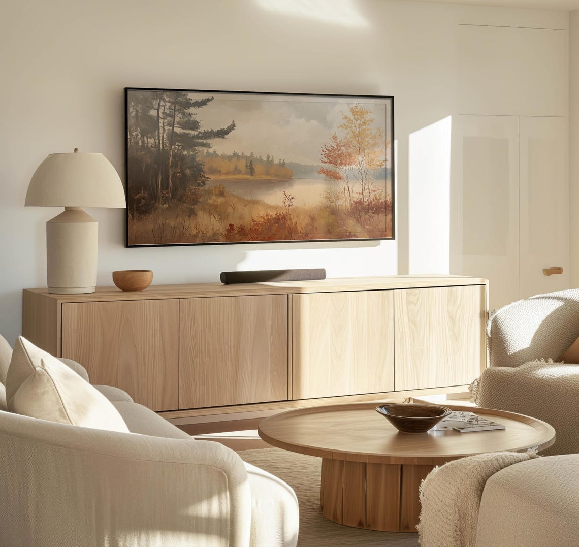 Frame Tv Fall Lake Art Art For Frame Tvs Country Scene Tv Art Rustic Vintage Tv Art Fall Art Paletta Prints - Image 3