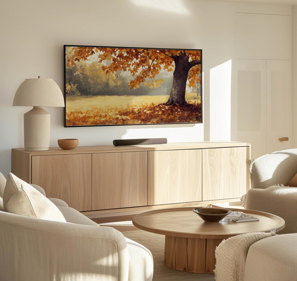 Frame Tv Moody Fall Tree Art Art For Frame Tvs Nature Tv Art Rustic Countryside Tv Art Vintage Fall Paletta Prints - Image 3
