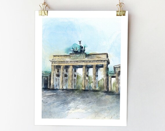 Berlin Brandenburg Gate Watercolor Travel Poster