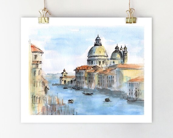 La Salute Venice Watercolor Sketch Art Print