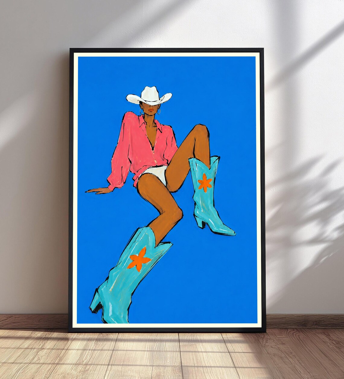 Coastal Cowgirl Poster, Western Decor Boots