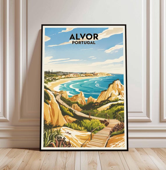 Alvor Travel Print Algarve Poster Portuguese Art Portugal Lover Gift Wall Hanging Home Office Decor Illustration