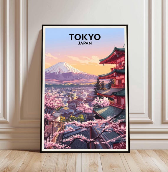 Tokyo Cityscape Poster Japanese Mangastyle Art Urban Decor Digital Download