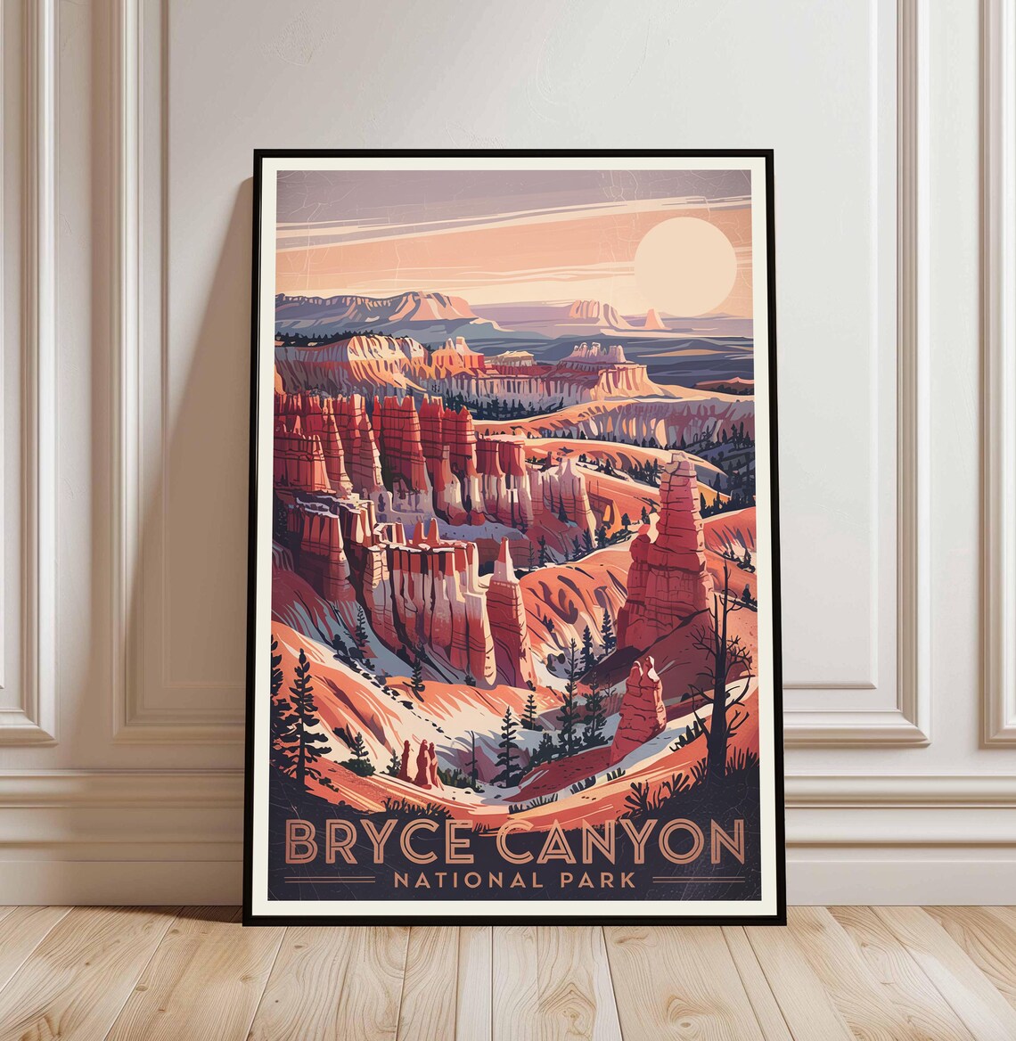 Bryce Canyon National Park Sunset Hoodoos Vintage Travel Poster