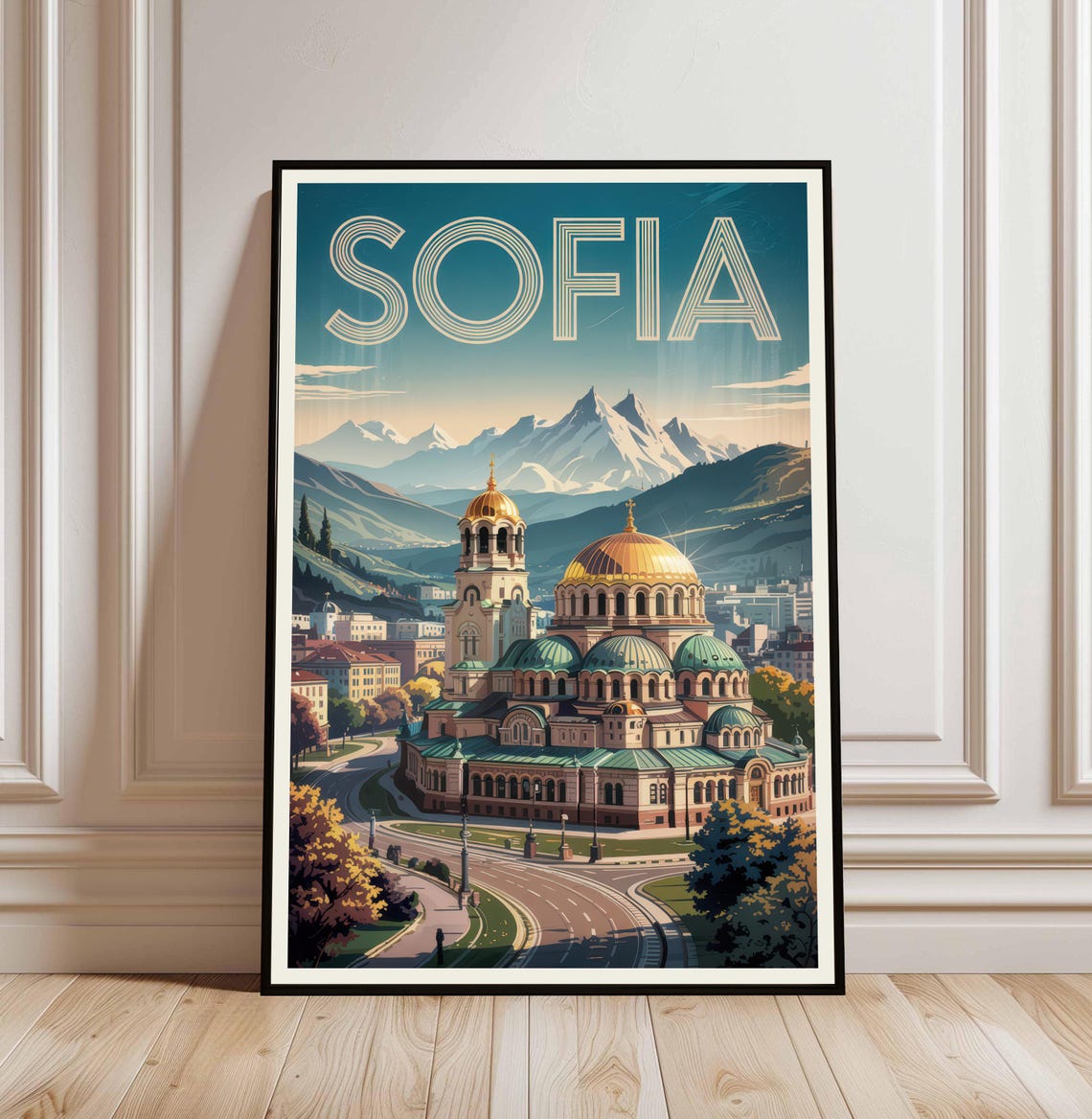 Sofia Alexander Nevsky Cathedral Bulgaria Vintage Travel Poster