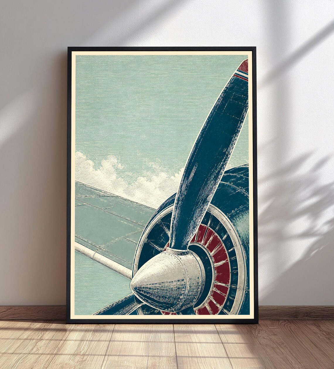 Vintage Airplane Propeller Art Print, Aviation