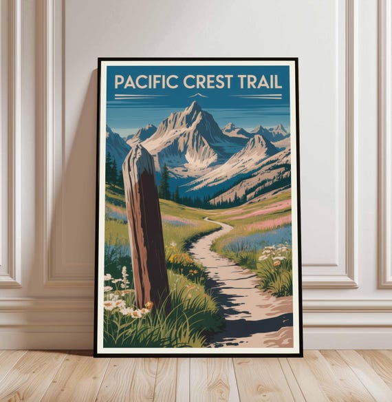 Pacific Crest Trail Print Poster Wall Art Map