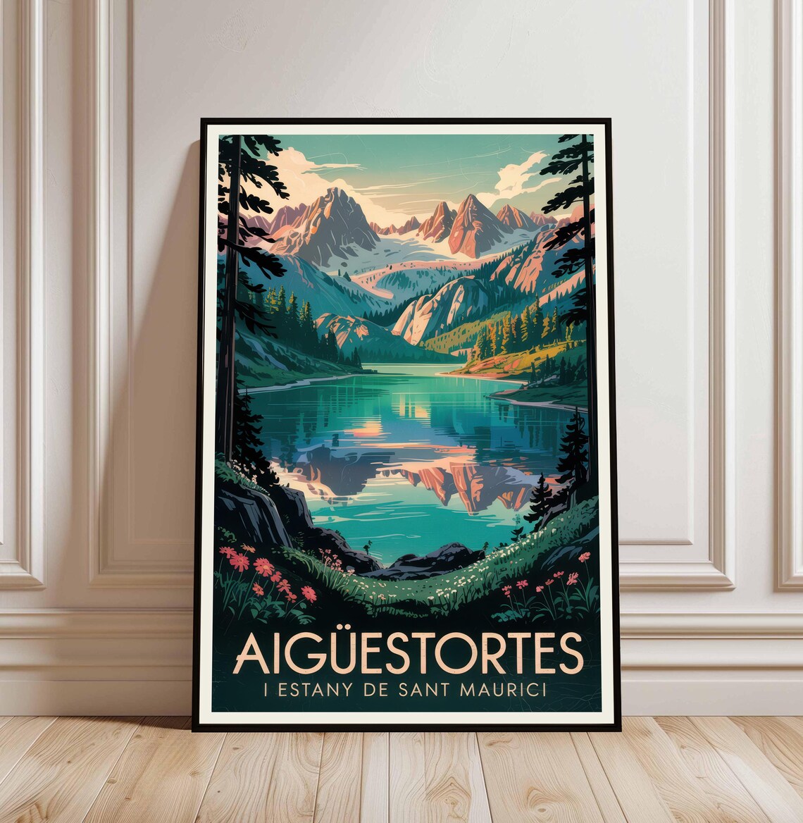 Aiguestortes Catalonia Spain Vintage Mountain Lake Travel Poster