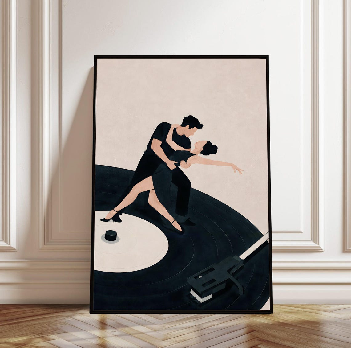 Romantic Tango Dancing Couple Vinyl Record Music Lover Poster