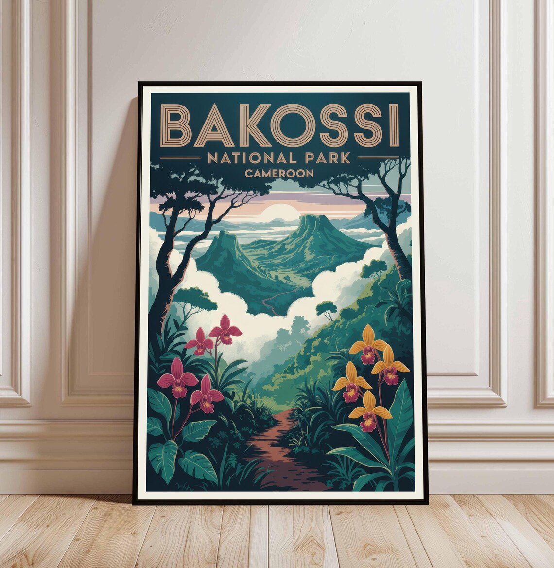 Bakossi National Park Cameroon Jungle Orchids Vintage Travel Poster