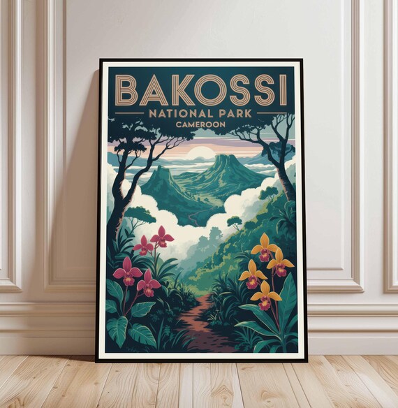 Bakossi National Park Cameroon Jungle Orchids Vintage Travel Poster