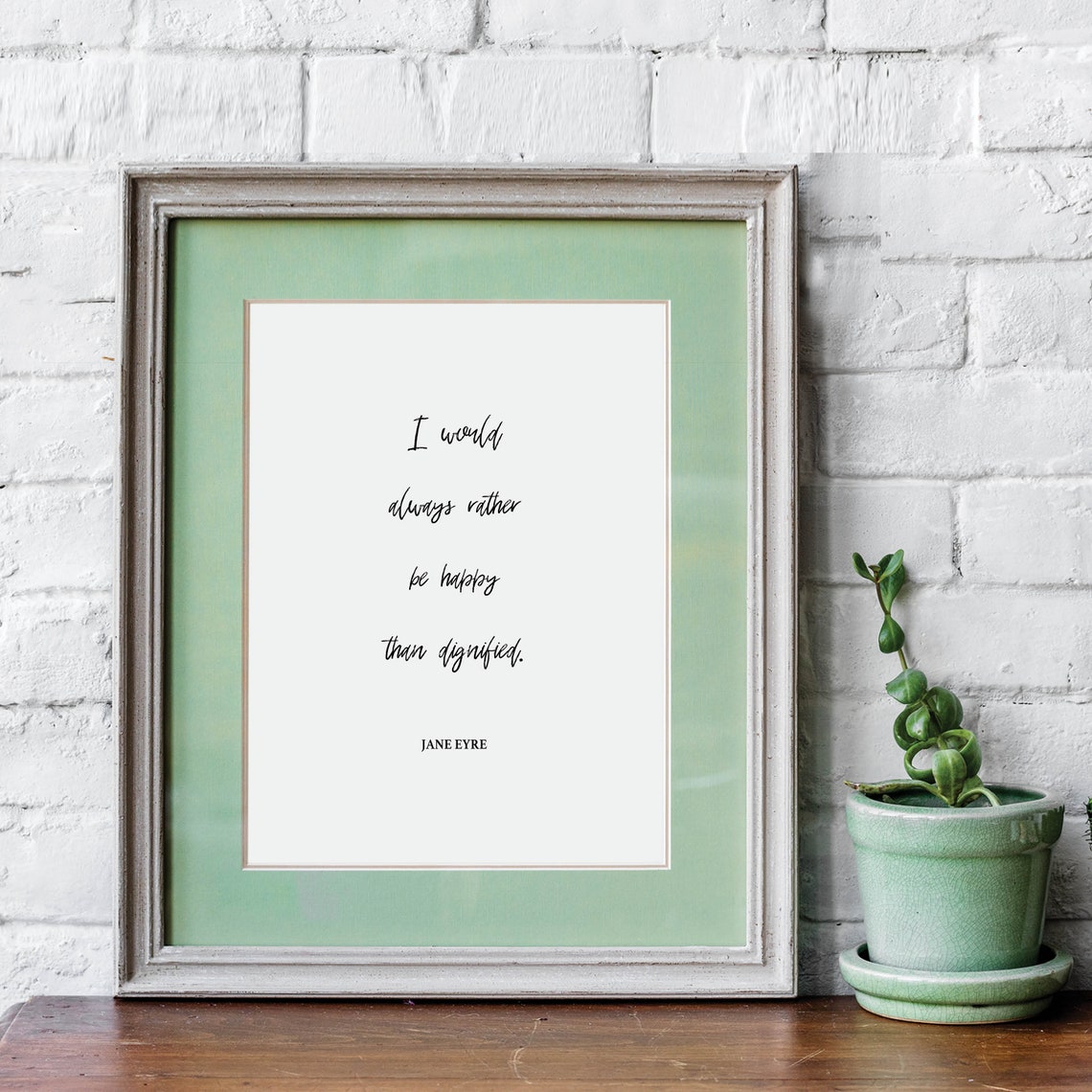 Jane Eyre Be Happy Than Dignified Quote Literary Wall Poster - Image 4