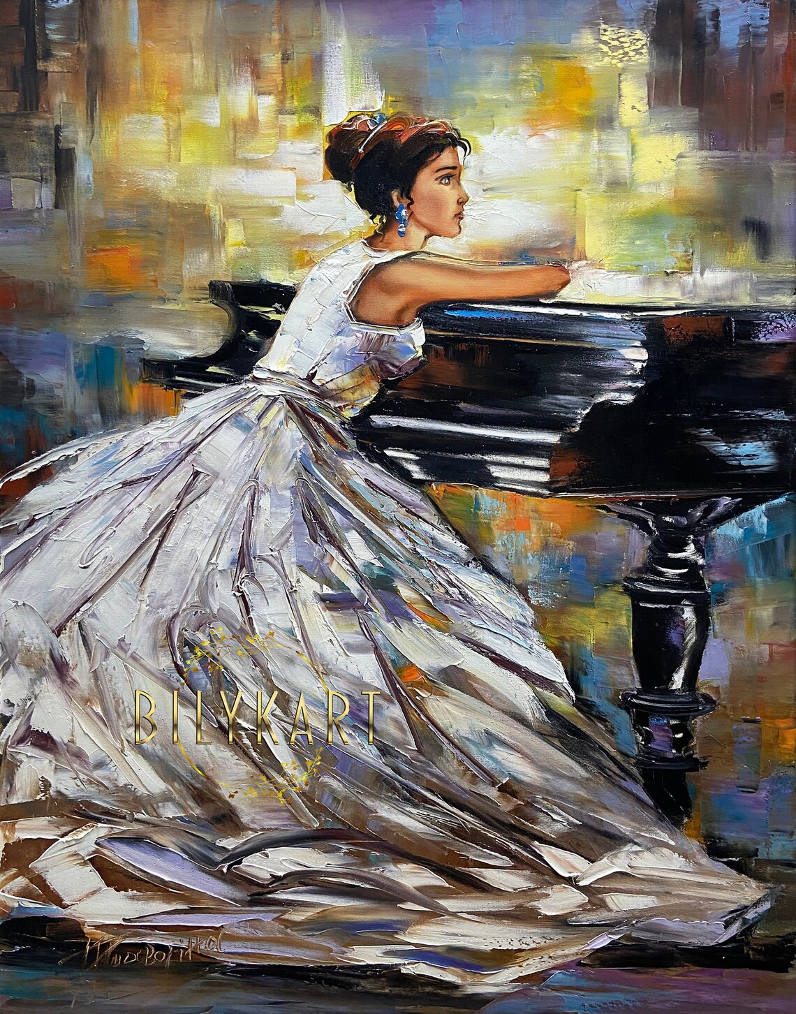 Pianist Painting, Grand Piano Music Art Print - Image 3