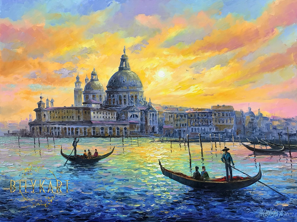 Venice Canal Oil Painting Original Paintings Of Italy Venice Wall Art Gondola Oil Painting Famous The Grand Canal Venice Painting On