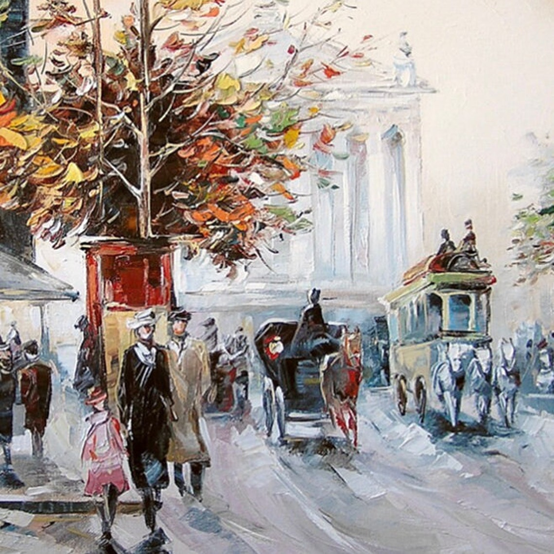 City Street Painting On Large City Scape Oil Painting City Scape Wall Art Victorian Street Scene Painting European City Paintings - Image 3