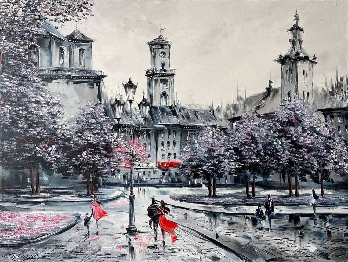 Love In Paris, Romantic Paris Street Scene Art Print