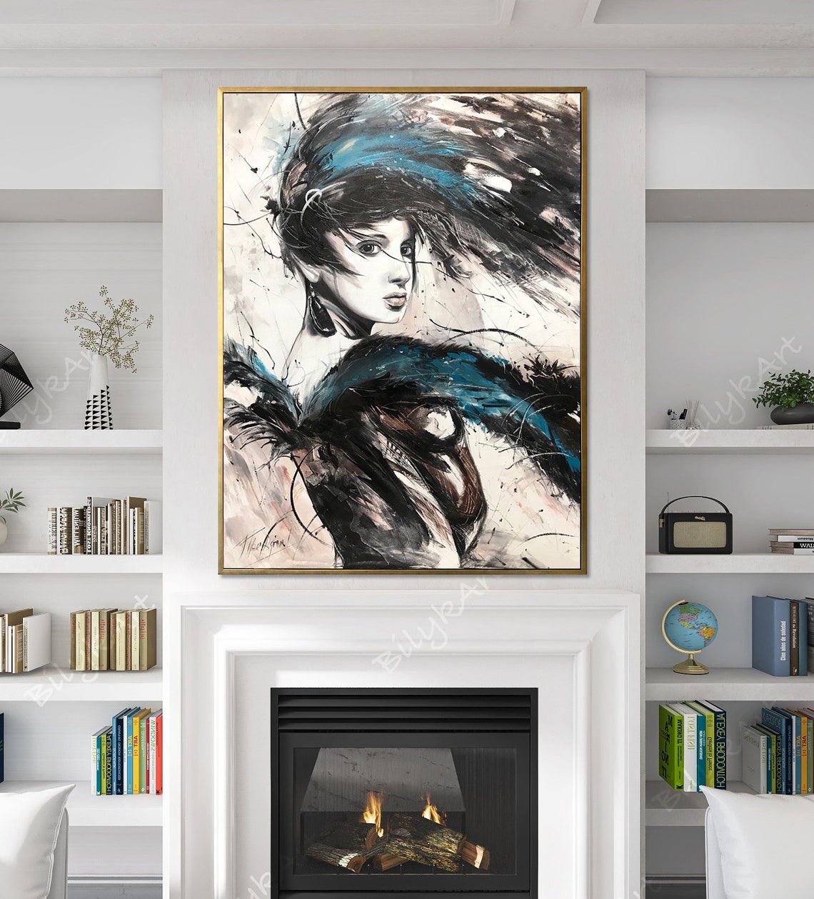 Abstract Woman Oil Painting Original Modern Woman Face Wall Art Abstract Figurative Painting Large Modern Woman Portrait Oil Painting - Image 2