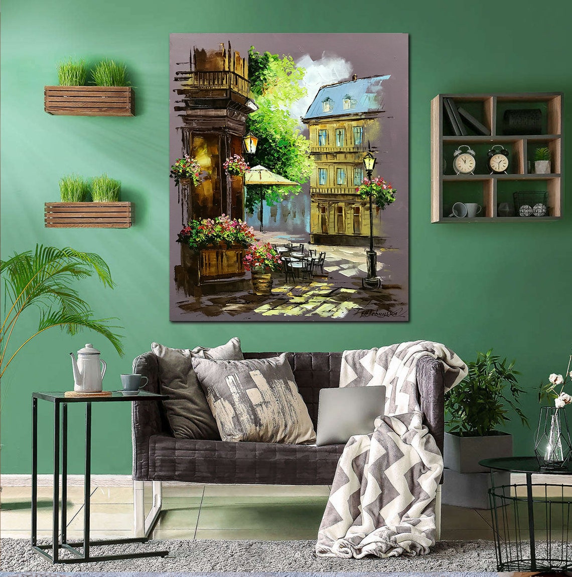 Paris Street Painting On French Cafe Oil Painting Original City Scape Wall Art European Landscape Oil Painting Paris Cafe Artwork - Image 3