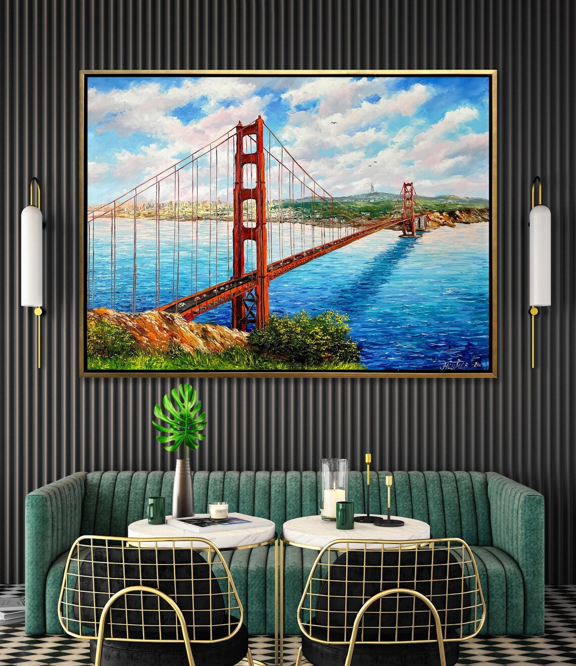 Golden Gate Bridge San Francisco California Sunny Bay Art Poster - Image 3