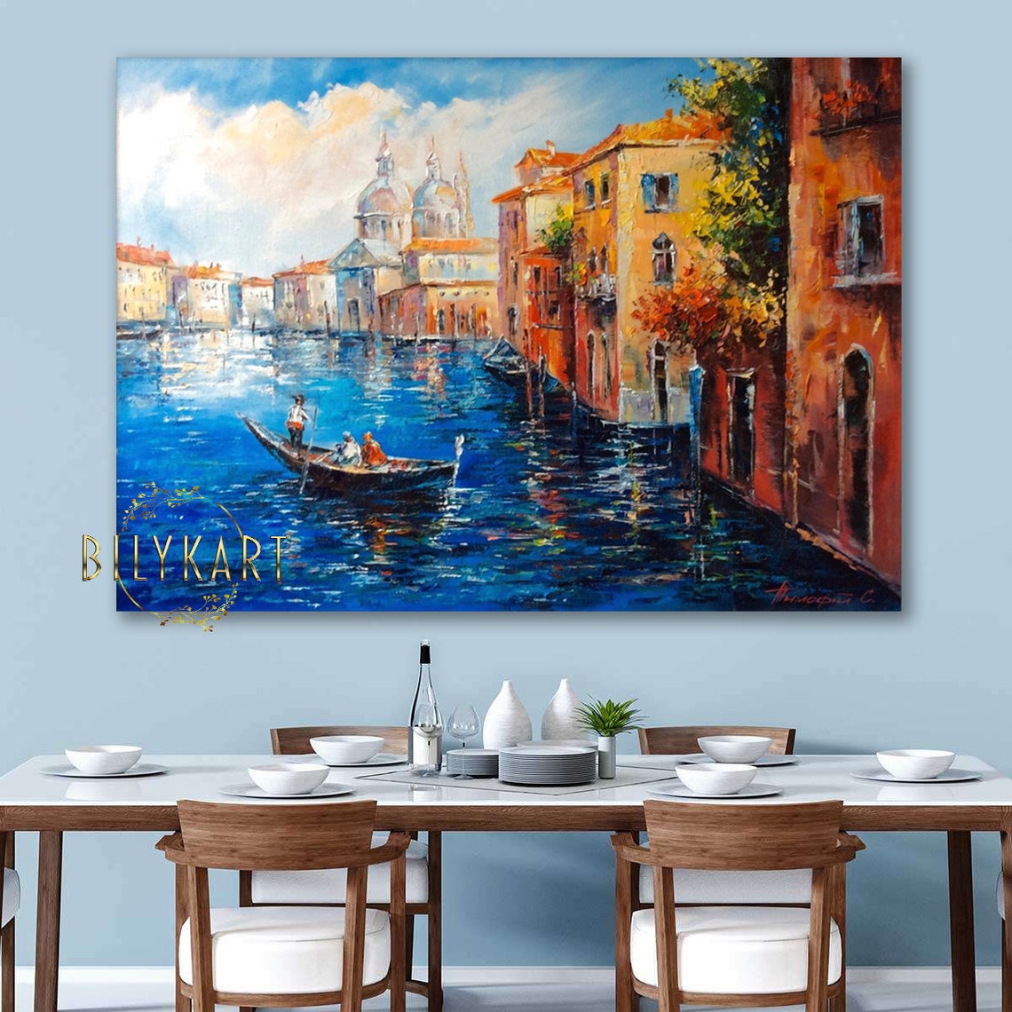 The Grand Canal Venice Painting On Large Italian Wall Painting Venetian Wall Art Italian Cityscape Oil Painting Of Venice Italy Art - Image 2