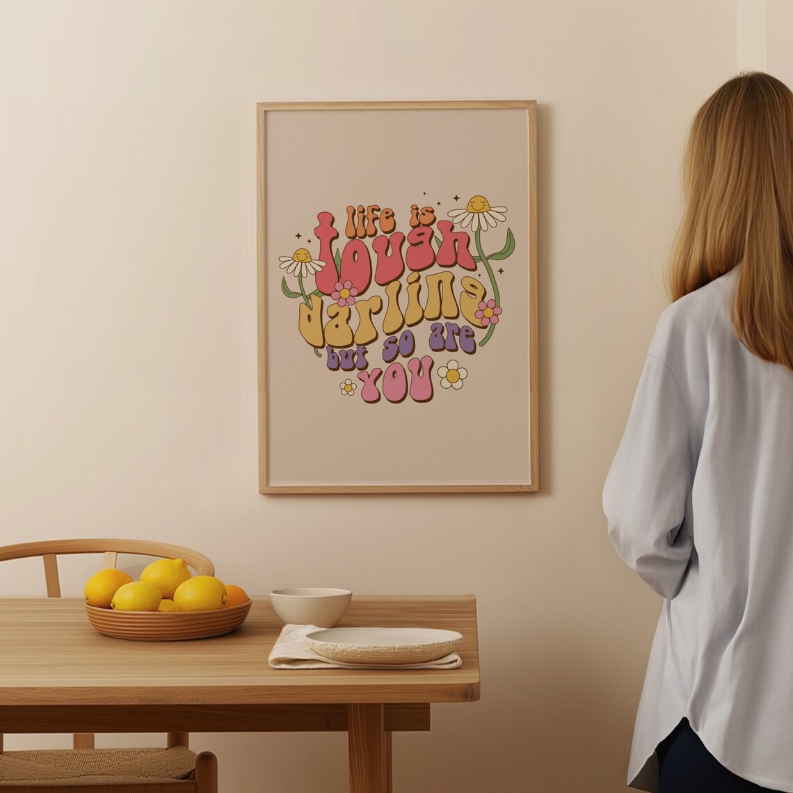 Cute Print Wall Art Retro Wall Art Wall Art Quotes Print Retro Poster Retro Wall Decor Wall Art Daisy - Image 2